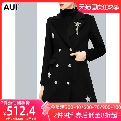 欧洲站不规则西装毛呢外套女冬2022新款中长款加厚羊毛呢子大衣潮商品大图