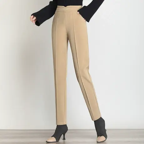 哈伦裤女2023年秋冬新款高腰显瘦小个子毛呢长裤通勤百搭休闲裤子商品大图