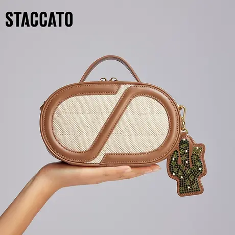 思加图新款榛果小圆包时尚单肩斜挎包手提包背提女包GY219AX3图片