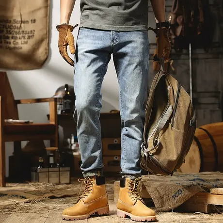 浅色牛仔裤男2022新款水洗潮牌直筒修身长裤子潮流百搭显瘦男裤子商品大图