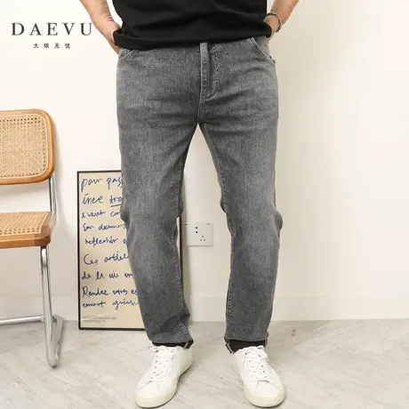 大依无忧夏季大码男装黑灰水洗薄料潮胖子弹力加肥加大男士牛仔裤商品大图