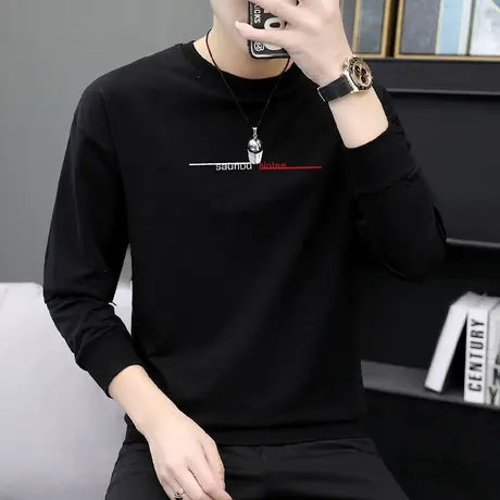 卫衣男秋季薄款宽松潮流套头无帽衫男生外套百搭休闲黑色秋装上衣商品大图