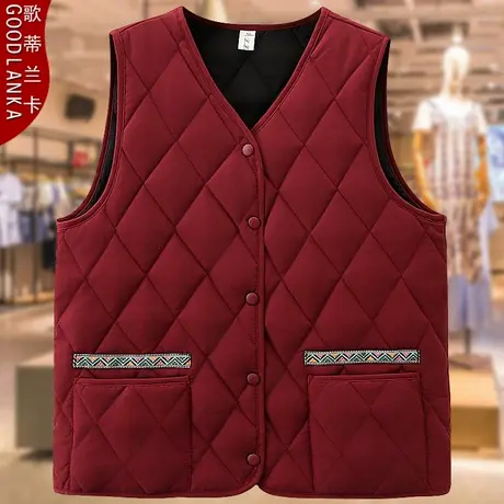 40-50岁中胖妈妈冬季薄款羽绒马甲大码宽松时尚保暖棉服马夹外套商品大图