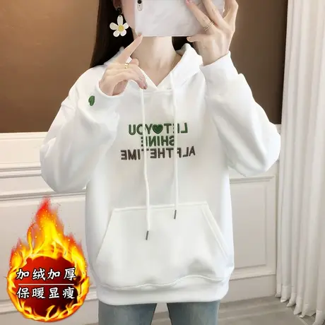 加厚加绒连帽卫衣女宽松韩版2023新款秋冬复古港风chic学生潮ins商品大图