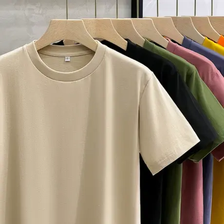 多彩重磅t恤男纯棉半袖打底衫男装上衣男士短袖2025春季新款潮牌商品大图