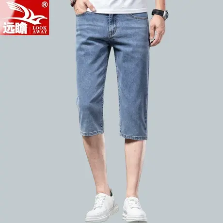 薄款7分牛仔短裤男夏季男装百搭七分裤男士潮流修身休闲裤子男款图片