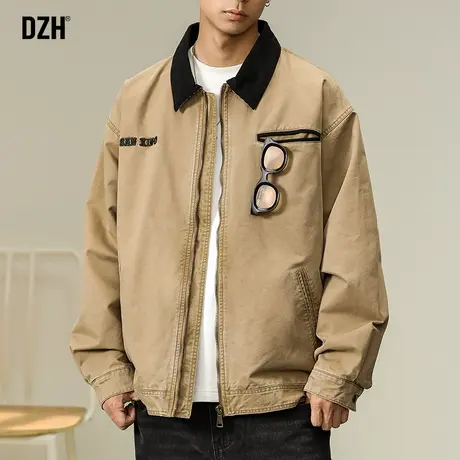 男士美式复古外套潮牌男痞帅男装2024新款衣服秋季底特律工装夹克商品大图