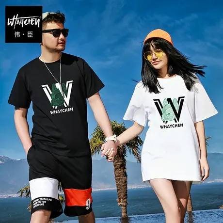 伟臣2022春季新品大码男士纯棉短袖T恤胖子加肥加大宽松圆领体恤商品大图