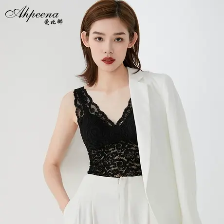 爱比娜无痕舒适无钢圈性感蕾丝美背背心吊带女带胸垫内衣文胸女商品大图