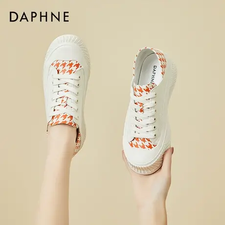 达芙妮女鞋2022春新款厚底小白鞋女ins潮百搭板鞋两穿一脚蹬单鞋商品大图
