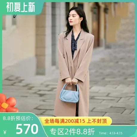 伊芙丽西服外套女春装新款设计感小众帅气长款西装外套1D2960251⏬图片