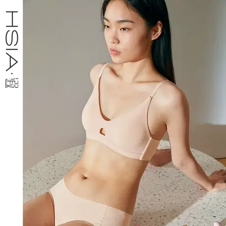 HSIA遐无钢圈薄款文胸不空杯中小胸舒适透气无痕三角杯法式内衣女商品大图