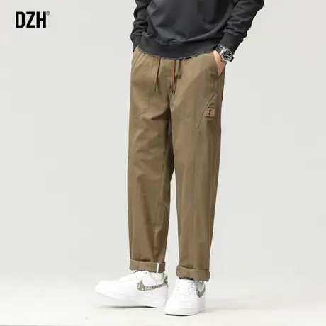 男士纯棉咖色裤子男美式高街秋冬工装裤直筒裤休闲长裤2024年新款商品大图