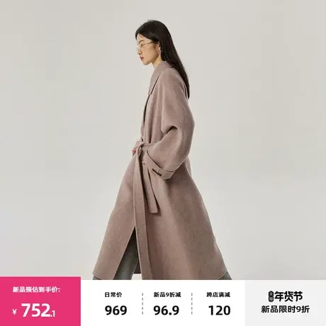 omont蛋挞家 复古全羊毛双面呢大衣冬季新款宽松中长款毛呢外套图片