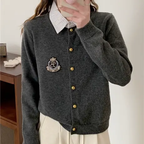 学院风早春针织女毛衣开衫外套2024新款爆款休闲洋气女上衣外穿商品大图