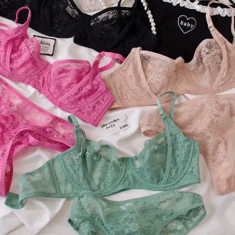 性感轻欧美薄蕾丝文胸套装御姐气质内衣生日礼物商品大图