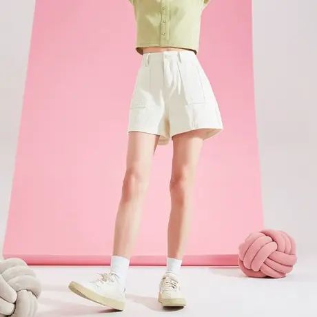 唐狮工装短裤女夏季休闲潮酷显腿长粉色裤子运动基础百搭卫裤图片