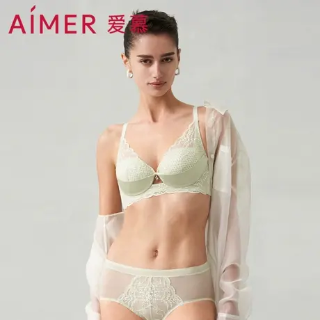 爱慕小苍兰内衣女蜂巢杯轻薄透气立体支撑大胸显小文胸内裤套装图片