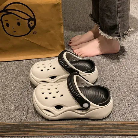 高级感简约大气洞洞鞋女夏季轻便软底舒适防滑两穿拖鞋外穿可湿水商品大图