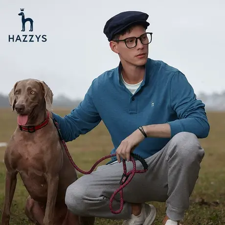 Hazzys哈吉斯春季新品男士长袖T恤韩版时尚polo领打底衫潮流男装图片