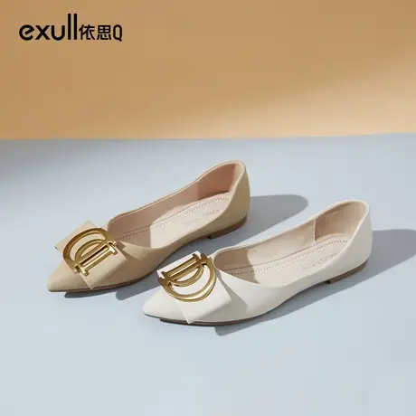 【商场同款】依思q单鞋女2022春夏新款时尚休闲鞋尖头浅口平底鞋商品大图