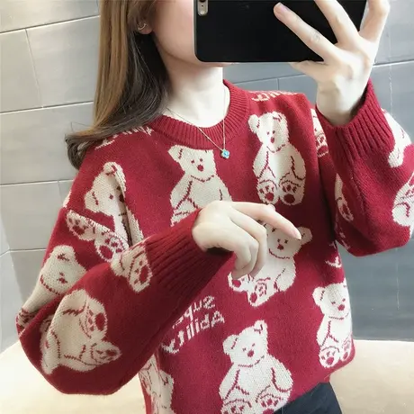 圆领毛衣女2023年新款爆款秋冬上衣宽松外穿内搭洋气打底针织衫女图片