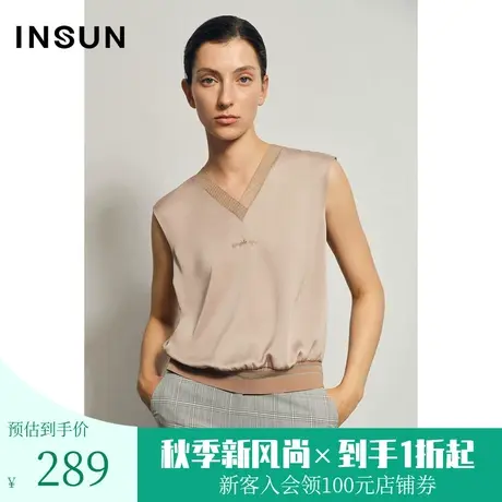 恩裳夏季时尚洋气薄款衬衣v领气质夏装无袖雪纺衫上衣商品大图