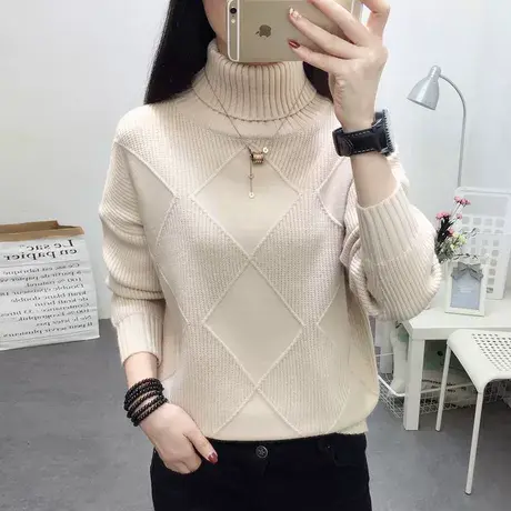 高领毛衣女秋冬新款2022爆款宽松短款打底衫加厚套头针织衫上衣潮商品大图