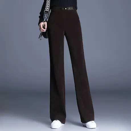 雪尼尔筒喇裤女秋冬2023新款高腰显瘦微喇阔腿长裤通勤加绒休闲裤图片