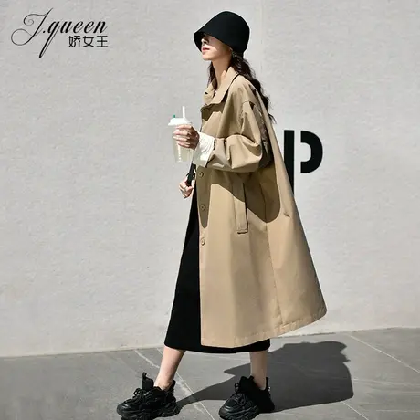 风衣女2023年秋季新款气质英伦风高级感单排扣中长款加厚大衣外套商品大图