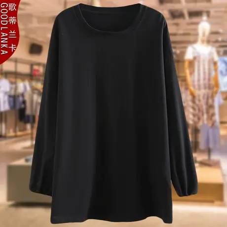 中年四五十岁胖妈妈薄款卫衣中长款棉麻小衫加肥加大码女装打底衫商品大图