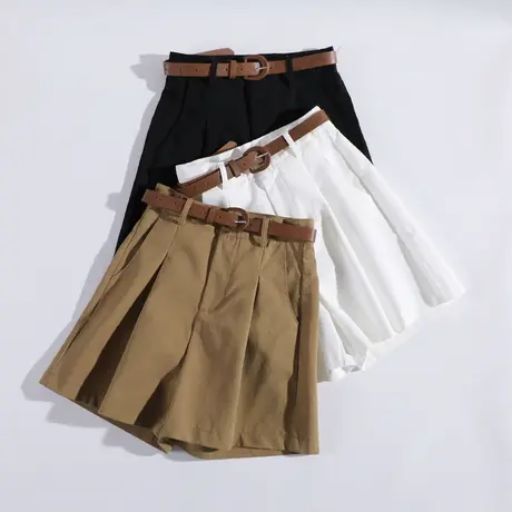 休闲短裤女夏季2024新款宽松工装显瘦高腰中裤港味阔腿西装五分裤图片