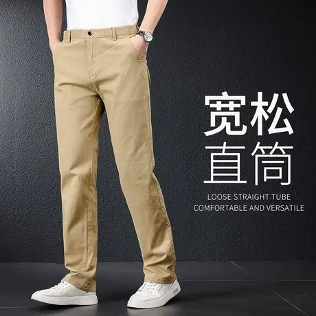 休闲裤男春秋款纯棉加厚西裤男款宽松直筒长裤男士秋季大码运动裤商品大图