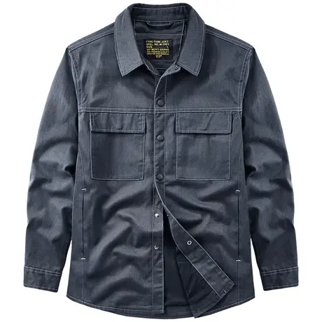 VIP长袖衬衫外套男2023春秋新款纯棉工装衬衣休闲翻领牛仔夹克潮商品大图