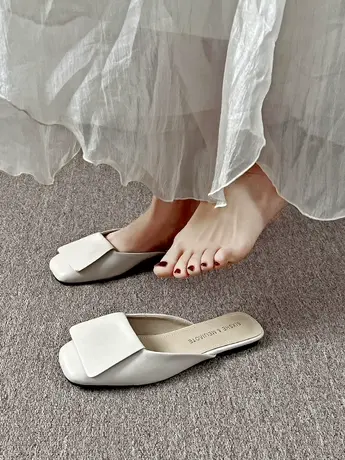 设计感包头半拖鞋女外穿2023年春夏新款小众方头穆勒复古懒人凉拖商品大图