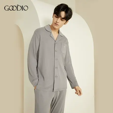 Goodio/歌帝专柜同款男士家居服套装2件套秋冬保暖起居服长袖长裤商品大图