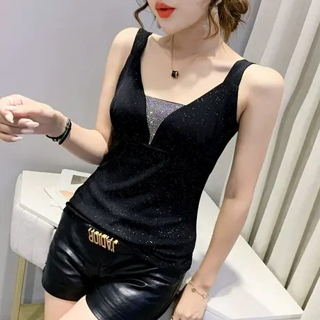 黑色吊带背心女ins小众设计感外穿内搭西装打底显瘦洋气无袖上衣商品大图