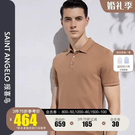 报喜鸟2023新款男士商务休闲POLO衫桑蚕丝保罗衫男翻领短袖T恤衫图片