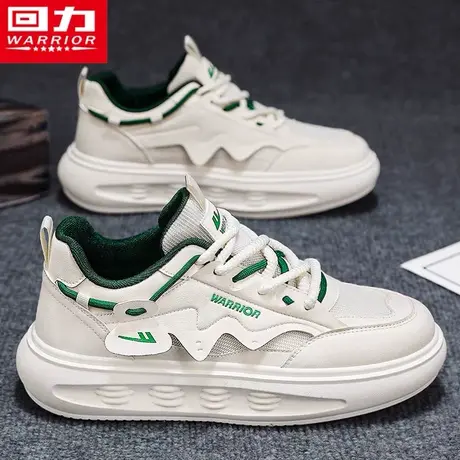 回力小白男鞋春季百搭厚底增高休闲运动板鞋防水皮面小白面包潮鞋商品大图