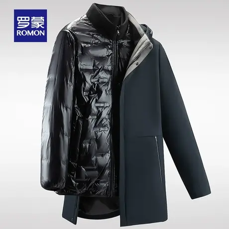 【一衣六穿+鹅绒】罗蒙可拆卸内胆羽绒服男士中长款加厚保暖外套图片