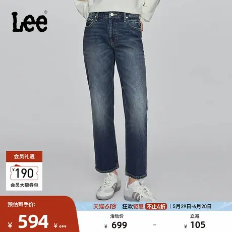 Lee25早秋新品舒适直筒五袋款设计复古深蓝色女牛仔裤潮流A08912图片