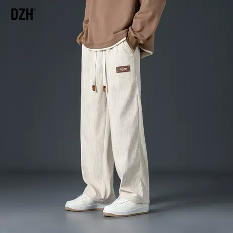 男士垂感卡其色裤子男款美式高街秋季休闲运动裤直筒宽松长裤百搭商品大图