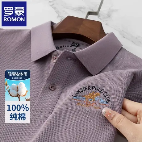 罗蒙高端刺绣POLO衫纯棉短袖t恤男夏季薄款中年休闲半袖保罗衫N2Z图片