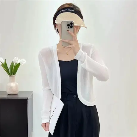 短款女上衣夏季针织开衫薄款长袖防晒披肩外搭女装外套修身显瘦女图片