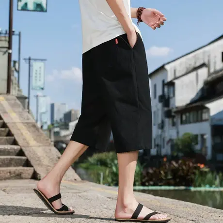纯棉过膝半截大裤衩六分短裤男士潮流百搭直筒休闲七分裤夏季薄款商品大图