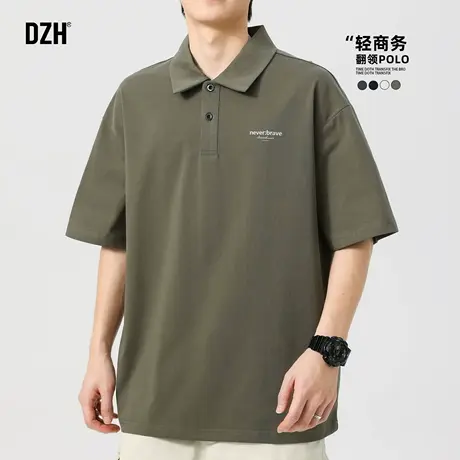 男款军绿色polo衫男短袖夏季美式宽松2025新款休闲翻领半袖体恤衫商品大图