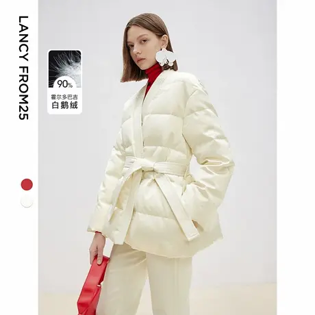 朗姿白鹅绒新中式白色羽绒服冬季2024年新款鹅绒服短款羽绒服女士商品大图