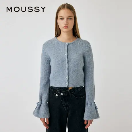 MOUSSY 春季新品芭蕾风纯欲喇叭袖软糯针织衫外套女010HA270-8021商品大图