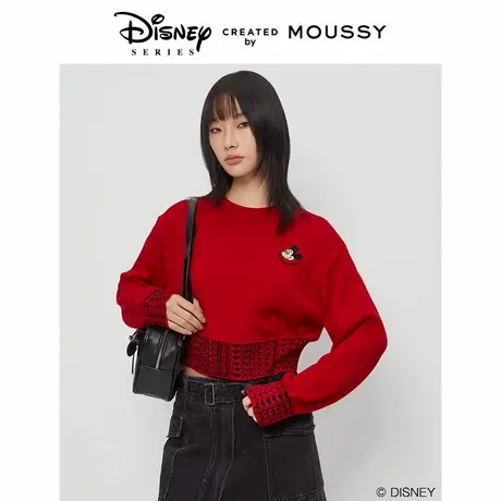 MOUSSY 春季新品迪士尼联名短款刺绣米奇针织衫女010HAQ70-0861商品大图