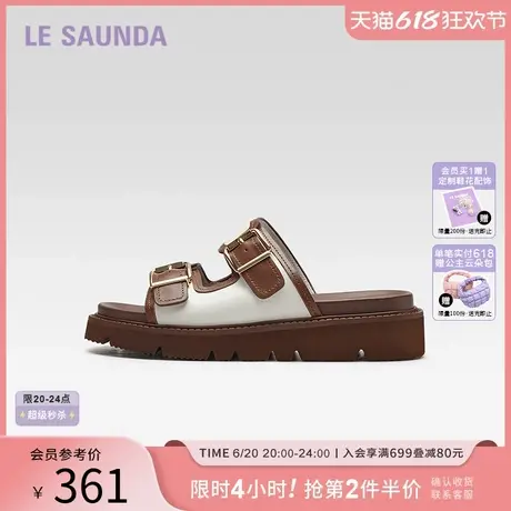 莱尔斯丹YOUNG夏季新款可外穿复古休闲厚底勃肯一字拖女鞋5M49705图片